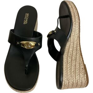 Michael Michael Kors Tilly Espadrille
Wedge Sandals - Black Leather - Size 6.5